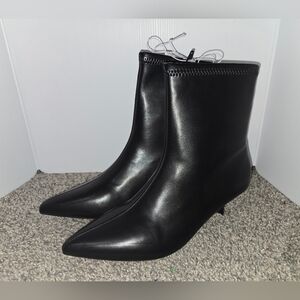 Black Faux Leather Boots, Zips Up the Side, Size 7.5, New With Tags in Box